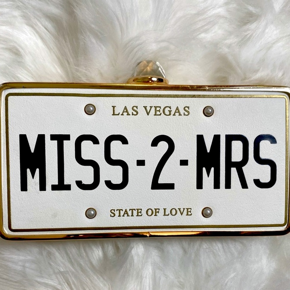 Miss to Mrs license plate clutch